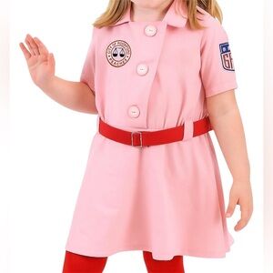 Rockford Peaches AAGPBL Baseball Girls Pink Costume Dress Toddler 2T